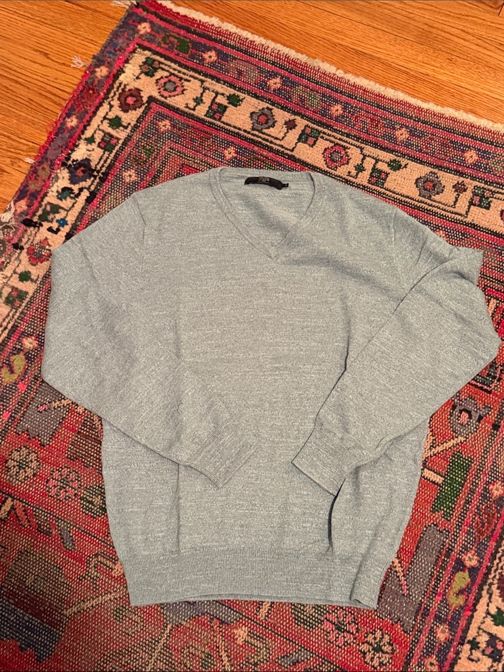 Light Teal V-Neck Men's Sweater. J Cree.